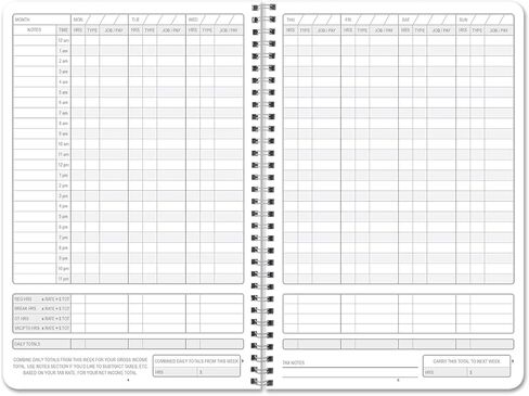 BookFactory Work Hours Log Book/Working Hours Tracking Journal/Plant Worker Tracking Hourly Shifts Tracker Notebook - Wire-O, 112 Pages, 6'' x 9'' (BX) (Made in USA) in Saudi Arabia