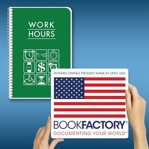 BookFactory Work Hours Log Book/Working Hours Tracking Journal/Plant Worker Tracking Hourly Shifts Tracker Notebook - Wire-O, 112 Pages, 6'' x 9'' (BX) (Made in USA) in Saudi Arabia