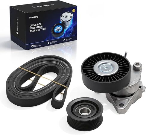 Belt Tensioner Serpentine Belt Idler Pulley Kit Fit for Chrysler Crossfire, for Mercedes-Benz C/CL/CLK/E/G/ML/S/SL/SLK, 2.6/2.8/3.2/4.3/5.0L, 1998-2007, 38174, 38082, 5096525AA, 5320160100 in Saudi Arabia