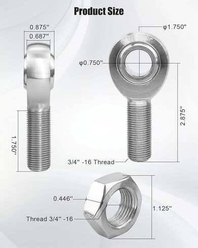 3/4" Heim Joints Rod End Kit, .750" Chromoly Left and Right Hand Thread Heim Joint Rod End Kit, Stainless Steel with Jam Nut for Steering Shaft Support and Suspension in Saudi Arabia