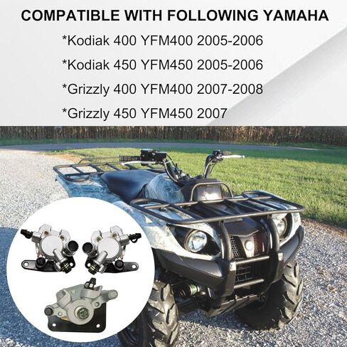 Front Left Right & Rear Calipers Set Compatible with Yamaha Kodiak 400 450 2005-2006 Grizzly 400 2007-2008 Grizzly 450 YFM400 YFM450 OEM # 3GD-2580T-01-00 3GD-2580U-01-00 1D9-2580V-02-00 in Saudi Arabia