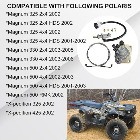 Rear Brake Caliper & Master Cylinder & Brake Hose Line Compatible with Polaris Magnum 500 330 325 X-pedition 425 325 2002-2006 OEM # 1910425 1910311 1910791 in Saudi Arabia
