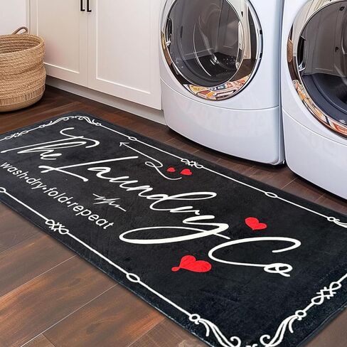 Laundry Room Rug Runner, 20"X47" Laundry Organization Waterproof Non Slip Mat Text Design Rug Machine Washable Large Bathroom Rugs Stylish Versatile Laundry Room Rugs Decor in Saudi Arabia