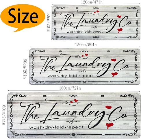 Laundry Room Rug Runner, 20"X47" Laundry Organization Waterproof Non Slip Mat Text Design Rug Machine Washable Large Bathroom Rugs Stylish Versatile Laundry Room Rugs Decor in Saudi Arabia