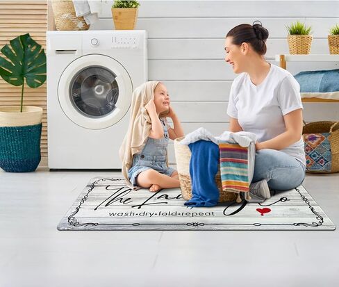 Laundry Room Rug Runner, 20"X47" Laundry Organization Waterproof Non Slip Mat Text Design Rug Machine Washable Large Bathroom Rugs Stylish Versatile Laundry Room Rugs Decor in Saudi Arabia