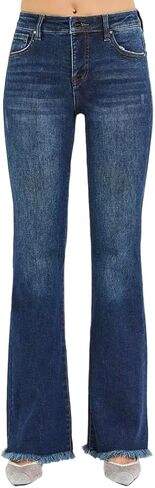 Risen Classic Tummy Control Mid Rise 33" Inseam Flare Jeans- Ivory Gem in Saudi Arabia