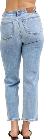 Judy Blue High Waist Classic Light Wash Ankle Straight Jeans, Inseam 28" in Saudi Arabia