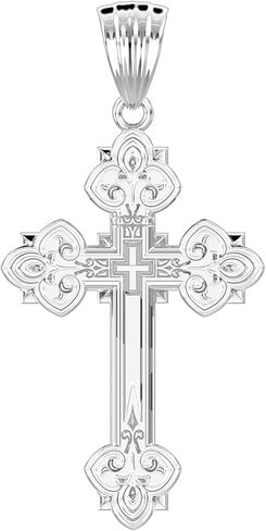 US Jewels Men's Solid 925 Sterling Silver Cross Pendant, 37mm in Saudi Arabia