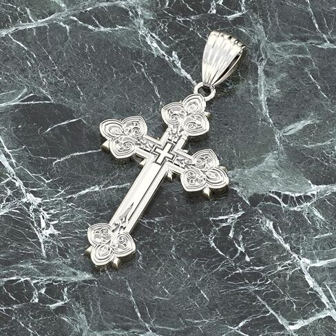 US Jewels Men's Solid 925 Sterling Silver Cross Pendant, 37mm in Saudi Arabia