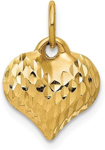 Sonia Jewels 14k Yellow Gold and Textured 3-D Heart Pendant Charm - 14mm x 11mm in Saudi Arabia