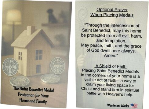 Westmon Works St Benedict Medal Set Authentic Italian Metal Medallions with Protection and USA Made Explanation Card Catholic Home & Family Blessing, Four Medals One Card in Saudi Arabia