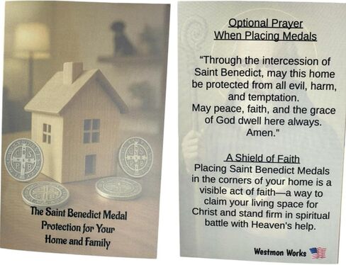 Westmon Works St Benedict Medal Set Authentic Italian Metal Medallions with Protection and USA Made Explanation Card Catholic Home & Family Blessing, Four Medals One Card in Saudi Arabia