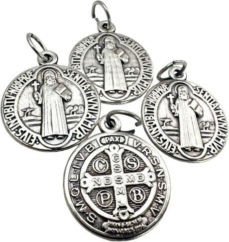 Westmon Works St Benedict Medal Set Authentic Italian Metal Medallions with Protection and USA Made Explanation Card Catholic Home & Family Blessing, Four Medals One Card in Saudi Arabia