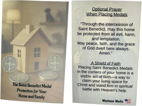 Westmon Works St Benedict Medal Set Authentic Italian Metal Medallions with Protection and USA Made Explanation Card Catholic Home & Family Blessing, Four Medals One Card in Saudi Arabia