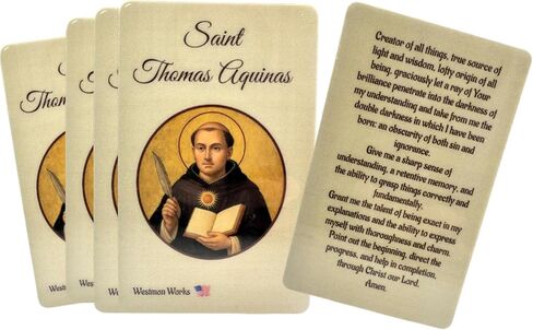 Westmon Works St Thomas Aquinas Medal Set Italian Medallion Laminated Made in the USA Holy Card, Pack of 5 in Saudi Arabia