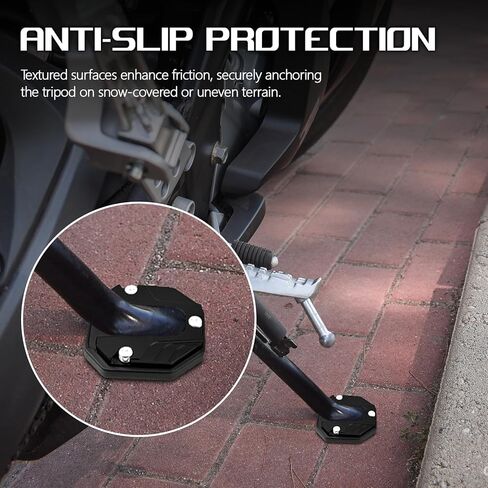 Wuyaoyao Motorcycle Kickstand Support Pad, Aluminum Alloy Side Stand Foot Extension Plate for Motorcycle Bike Scooter, Anti-skid Enlarged Kickstand Extender Support Plate for Outdoor Parking (Black) in Saudi Arabia