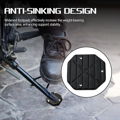 Wuyaoyao Motorcycle Kickstand Support Pad, Aluminum Alloy Side Stand Foot Extension Plate for Motorcycle Bike Scooter, Anti-skid Enlarged Kickstand Extender Support Plate for Outdoor Parking (Black) in Saudi Arabia