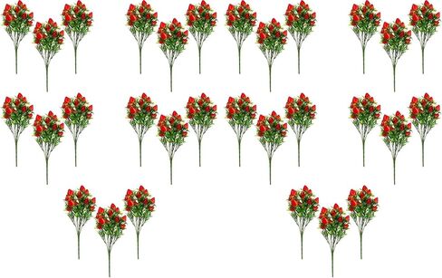 DOITOOL 15Pcs Artificial Strawberry Stem Bouquet 10.5 Inch Faux Strawberry Branches for Home Decor DIY Festival Party Decoration in Saudi Arabia