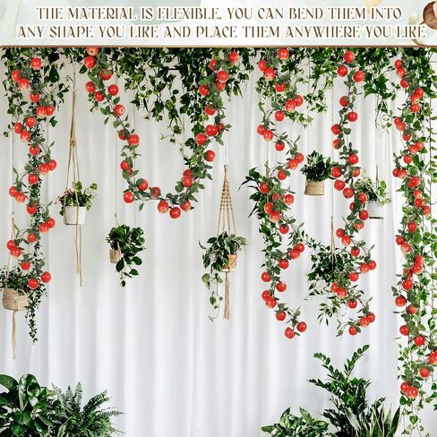 3 Pcs Artificial Apple Garland 57inch Fake Apples Bunch Strings with Stem and Leaves Fruit Hanging Vines Decorations for Kitchen Table Centerpieces Wall Party Birthday in Saudi Arabia