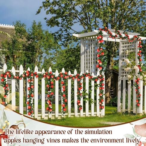 3 Pcs Artificial Apple Garland 57inch Fake Apples Bunch Strings with Stem and Leaves Fruit Hanging Vines Decorations for Kitchen Table Centerpieces Wall Party Birthday in Saudi Arabia