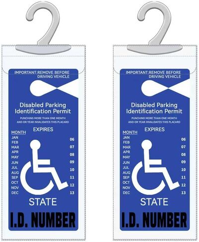 2PCS Handicap Placard Holder for Auto, Transparent Disabled Parking Permit Holder, Rear View Mirror Accessories Handicapped Parking Sign Sticker Protective Sleeve Cover for Disability Parking in Saudi Arabia