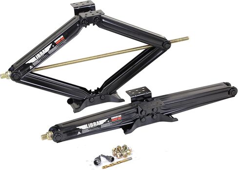 LIBRA Set of 2 30" 5000lbs RV Trailer Camper Stabilizer Leveling Scissor Jacks w/Dual Power Drill sockets & mounting Hardware Set in Saudi Arabia