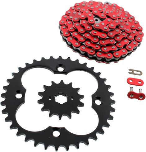 Chain & Black Sprockets fit Honda Sportrax 300EX TRX300EX 2003-2008 Non O-Ring Red 14/36 86L in Saudi Arabia