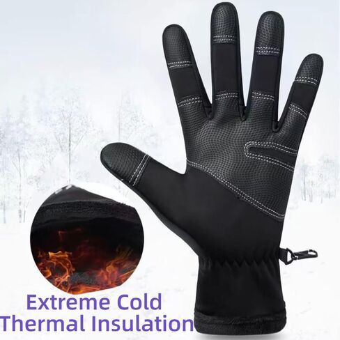 Men and Women’s 5-Layer Thermal Insulated Waterproof Windproof Warm Winter Snow Gloves with Zipper, Touchscreen Compatible for Skiing Hiking Cycling Running -10℉ Cold Weather in Saudi Arabia