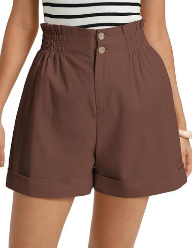 GRACE KARIN Linen Shorts for Women Summer Beach Vacation A-line Wide Leg High Waist Shorts Comfy Lounge with Pockets in Saudi Arabia