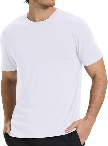 BAMBOO COOL Men's Crewneck T-Shirts Short Sleeve Heavy Weight Tees Moisture Wicking Casual Basic T Shirt in Saudi Arabia