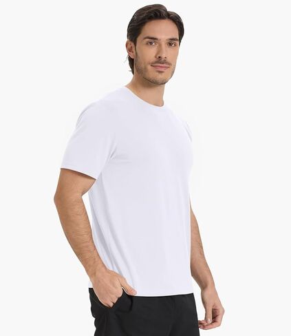 BAMBOO COOL Men's Crewneck T-Shirts Short Sleeve Heavy Weight Tees Moisture Wicking Casual Basic T Shirt in Saudi Arabia