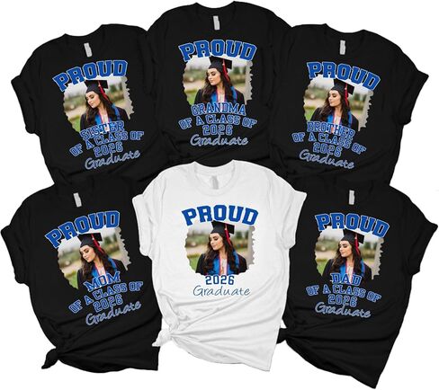 Proud of A Class of 2026 Graduate Shirts with Your Custom Photo, Family Grad Shirts, Proud Family Tees, Graduation Multicolor in Saudi Arabia