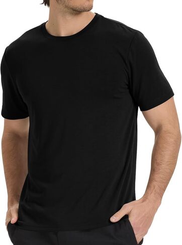 BAMBOO COOL Men's Crewneck T-Shirts Short Sleeve Heavy Weight Tees Moisture Wicking Casual Basic T Shirt in Saudi Arabia