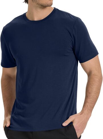 BAMBOO COOL Men's Crewneck T-Shirts Short Sleeve Heavy Weight Tees Moisture Wicking Casual Basic T Shirt in Saudi Arabia