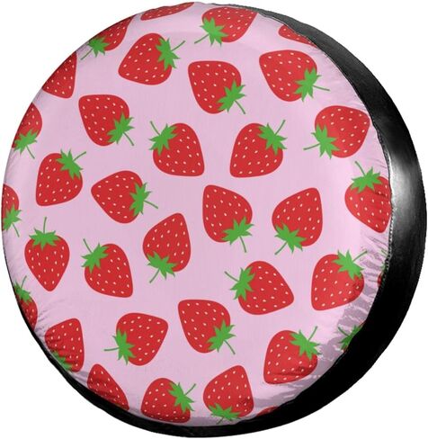 Foruidea Pink Strawberry Spare Tire Cover Dust-Proof Wheel Tire Cover Fit Trailer, RV, SUV and Many Vehicle 17inch in Saudi Arabia