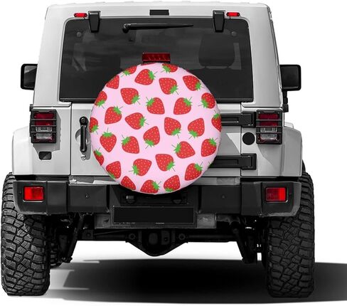 Foruidea Pink Strawberry Spare Tire Cover Dust-Proof Wheel Tire Cover Fit Trailer, RV, SUV and Many Vehicle 17inch in Saudi Arabia