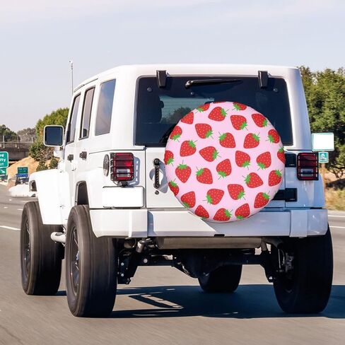 Foruidea Pink Strawberry Spare Tire Cover Dust-Proof Wheel Tire Cover Fit Trailer, RV, SUV and Many Vehicle 17inch in Saudi Arabia