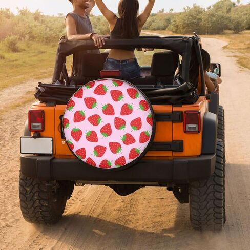Foruidea Pink Strawberry Spare Tire Cover Dust-Proof Wheel Tire Cover Fit Trailer, RV, SUV and Many Vehicle 17inch in Saudi Arabia
