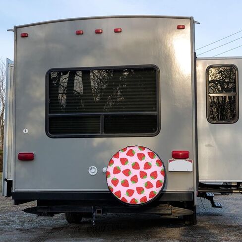 Foruidea Pink Strawberry Spare Tire Cover Dust-Proof Wheel Tire Cover Fit Trailer, RV, SUV and Many Vehicle 17inch in Saudi Arabia