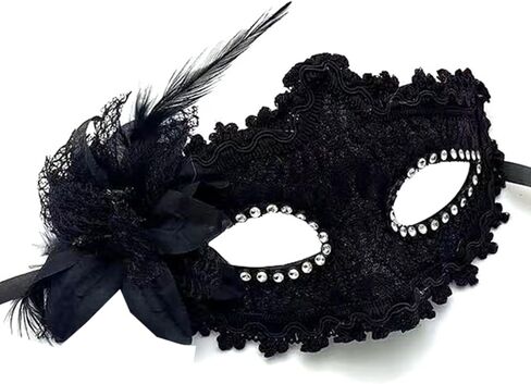 قناع تنكر أسود من Mordarli للنساء من Mardi Gras أقنعة البندقية لأزياء الهالوين وحفلات التخرج in Kuwait