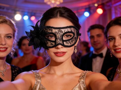 قناع تنكر أسود من Mordarli للنساء من Mardi Gras أقنعة البندقية لأزياء الهالوين وحفلات التخرج in Kuwait