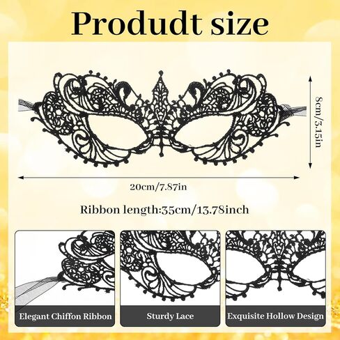 3 Pcs Masquerade Masks, Lace Masquerade Mask Mardi Gras Mask Costume for Women Halloween Carnival Masquerade Party Accessories (Gold, Silver, Black) in Saudi Arabia
