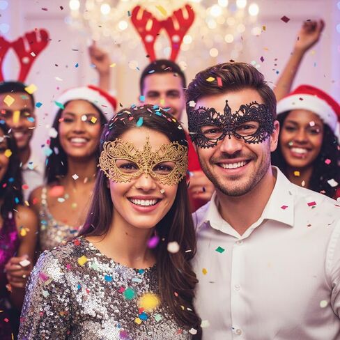 3 Pcs Masquerade Masks, Lace Masquerade Mask Mardi Gras Mask Costume for Women Halloween Carnival Masquerade Party Accessories (Gold, Silver, Black) in Saudi Arabia