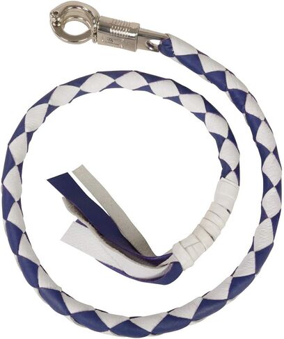 Milwaukee Leather 36'' Genuine Leather Whip - White and Blue Get Back Whip for Handlebar - Biker Whip - MP7900 - One Size in Saudi Arabia