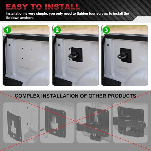 4 قطع من مرساة الربط شديدة التحمل مناسبة لـ 2015-2025 Ford F150 F250 F350 & Raptor 2026 Truck Bed Tie Down Anchor Car Accessories استبدال # FL3Z-99000A64-B & FL3Z-9928408-AB in Kuwait