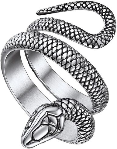 ChainsHouse Men Women Stainless Steel/18K Gold Plated/Black Snake Ring, Retro Punk Gothic Jewelry Antique Octopus Serpent Reptile Rings (with Gift Box) in Saudi Arabia