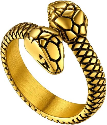 ChainsHouse Men Women Stainless Steel/18K Gold Plated/Black Snake Ring, Retro Punk Gothic Jewelry Antique Octopus Serpent Reptile Rings (with Gift Box) in Saudi Arabia