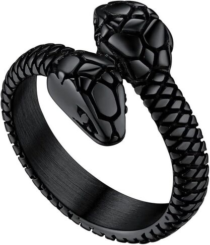 ChainsHouse Men Women Stainless Steel/18K Gold Plated/Black Snake Ring, Retro Punk Gothic Jewelry Antique Octopus Serpent Reptile Rings (with Gift Box) in Saudi Arabia