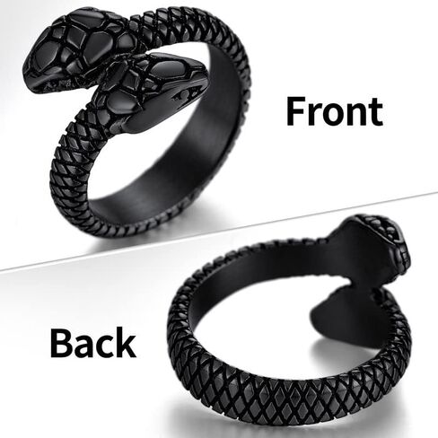 ChainsHouse Men Women Stainless Steel/18K Gold Plated/Black Snake Ring, Retro Punk Gothic Jewelry Antique Octopus Serpent Reptile Rings (with Gift Box) in Saudi Arabia