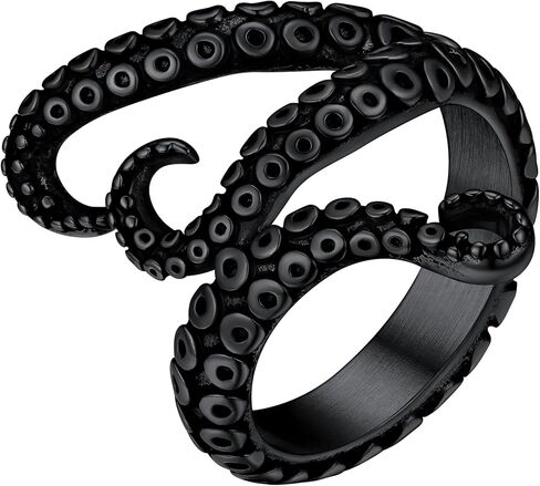 ChainsHouse Men Women Stainless Steel/18K Gold Plated/Black Snake Ring, Retro Punk Gothic Jewelry Antique Octopus Serpent Reptile Rings (with Gift Box) in Saudi Arabia